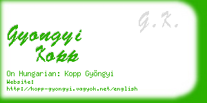 gyongyi kopp business card